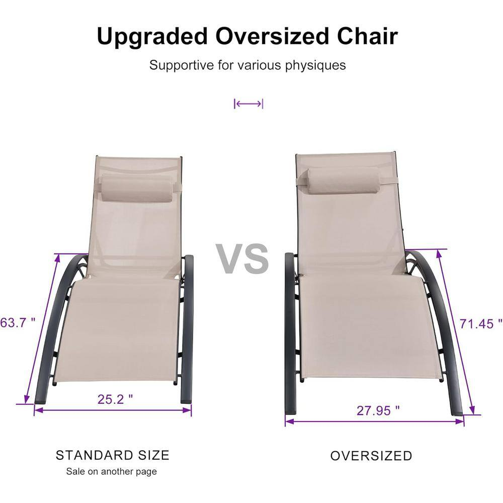 Oversized Chaise Lounge Outdoor Beach Pool Sunbathing Lawn Lounger Recliner Chair