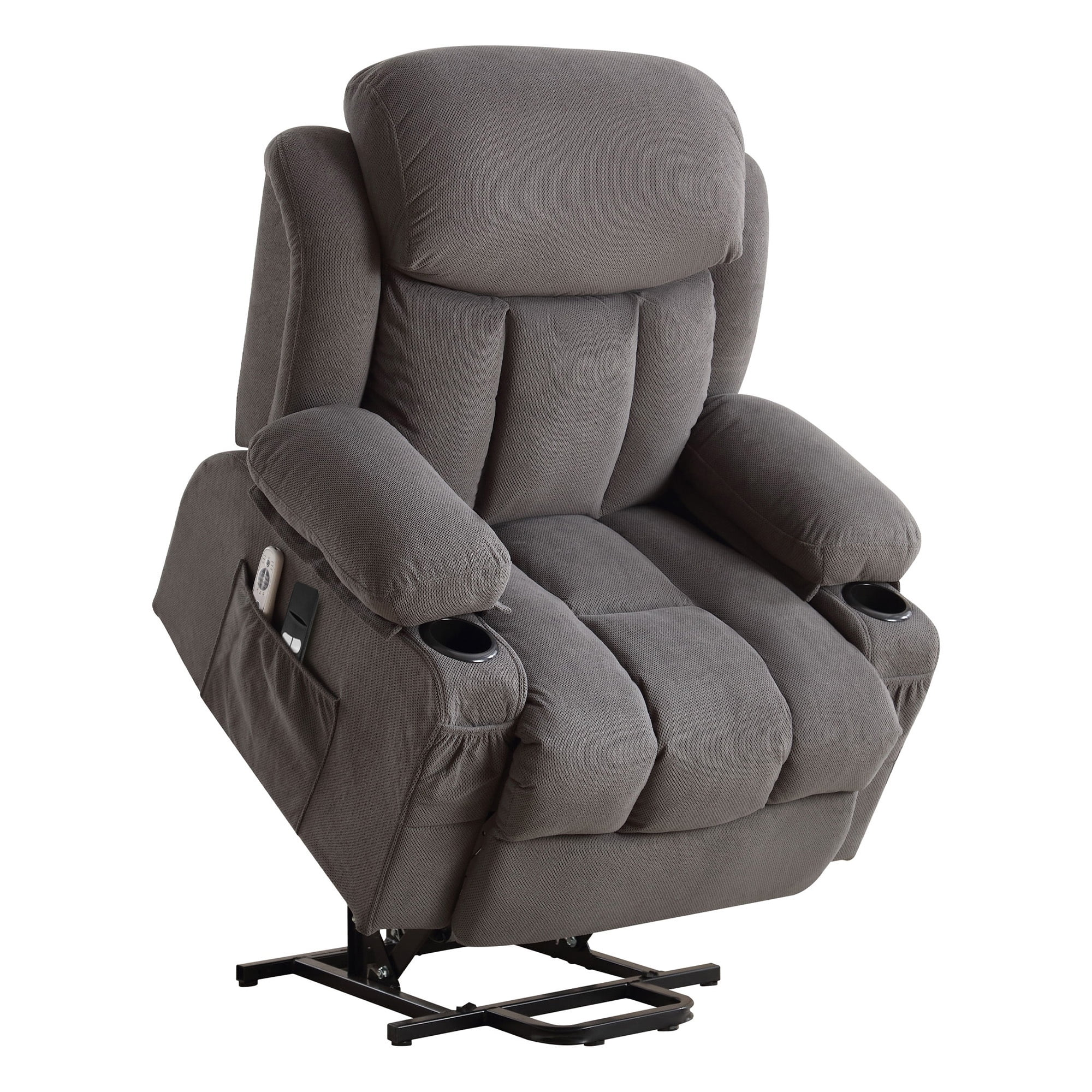 Power Lift Recliner Chair for Elderly, 24.5In Oversized Lift Chair with Massage and Heat up to 350Lbs, 160° Electric Adjustable Power Theater Recliner for Living Room, Gray