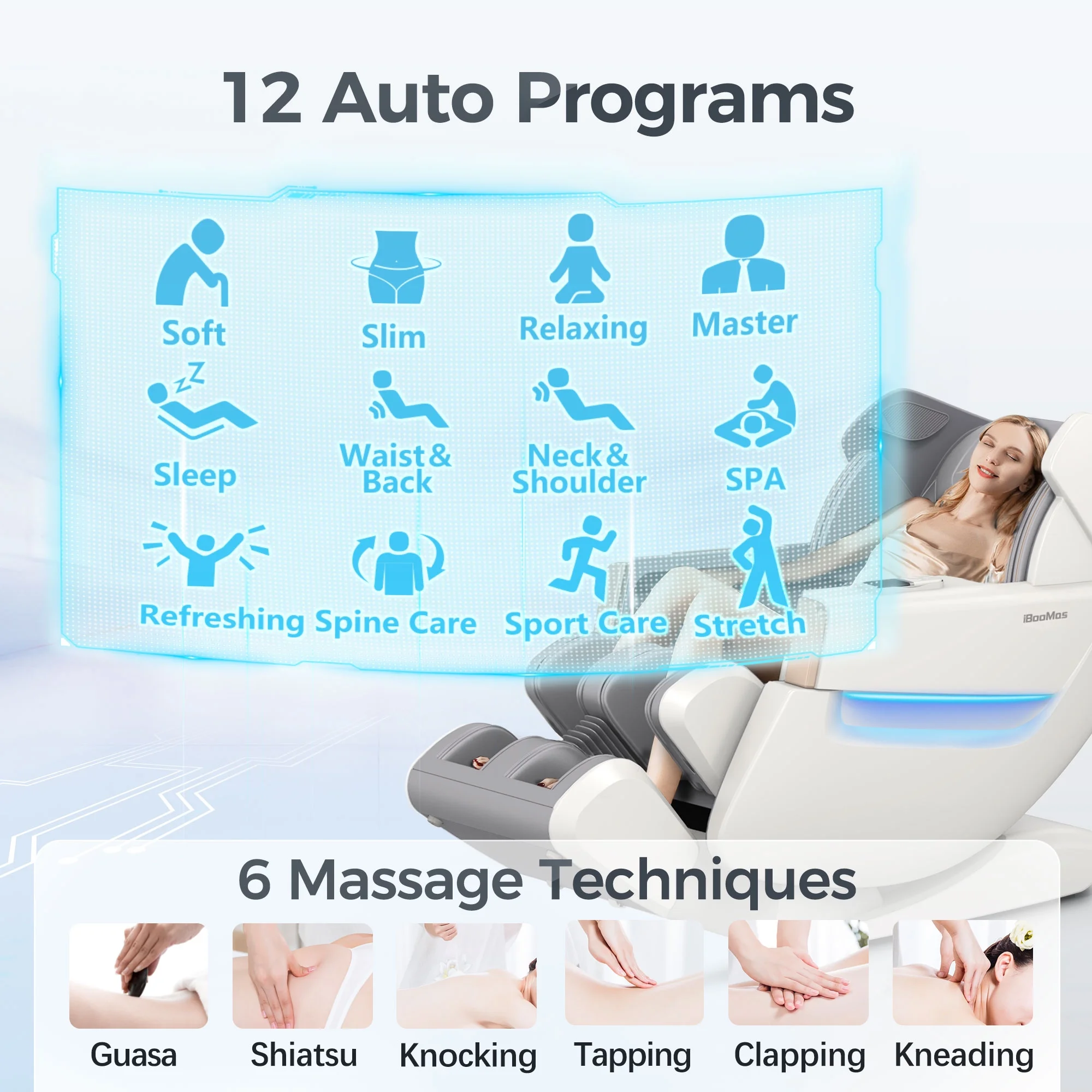 4D Full Body Massage Chair Zero Gravity Shiatsu Recliner,Sl Track Massage Chair with Heating,Leg Auto Extension,Bluetooth,Ai Voice and APP Controller,White