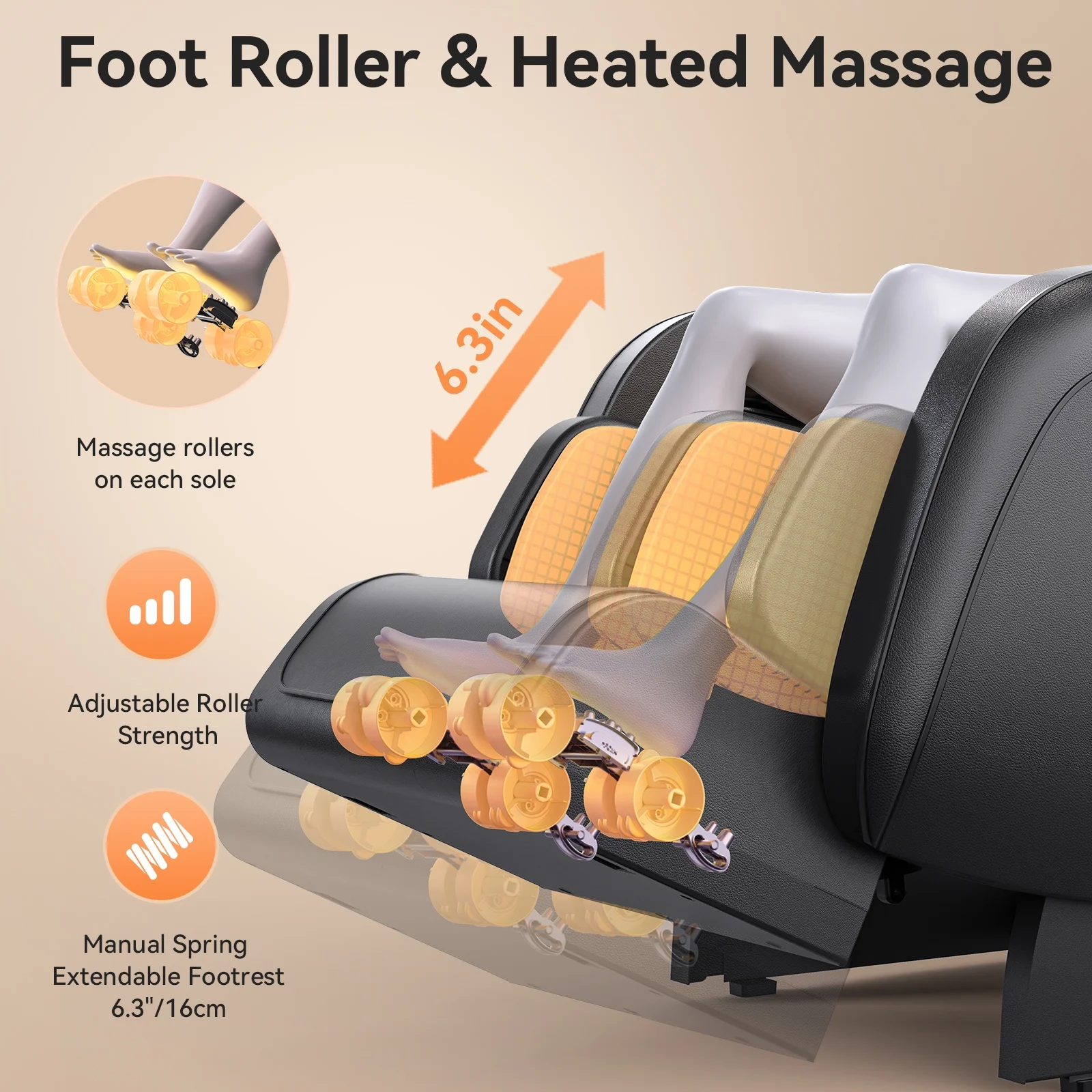 4D Massage Chair Full Body, Zero Gravity Massage Chair with Heat and Foot Massage with Airbags, Kneading, Bluetooth, LCD Touch Control - Black