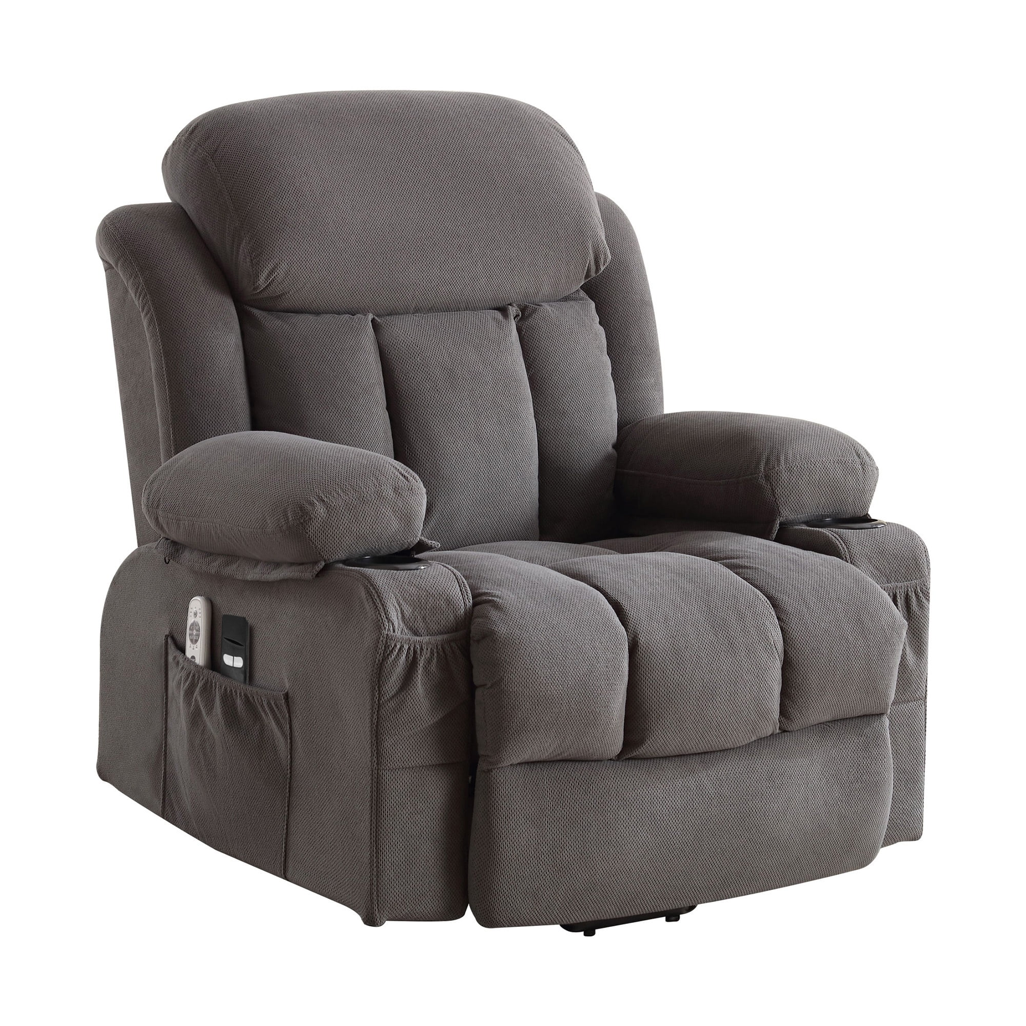Power Lift Recliner Chair for Elderly,  24.5In Oversized Lift Chair with Massage and Heat up to 350Lbs, 160° Electric Adjustable Power Theater Recliner for Living Room, Gray