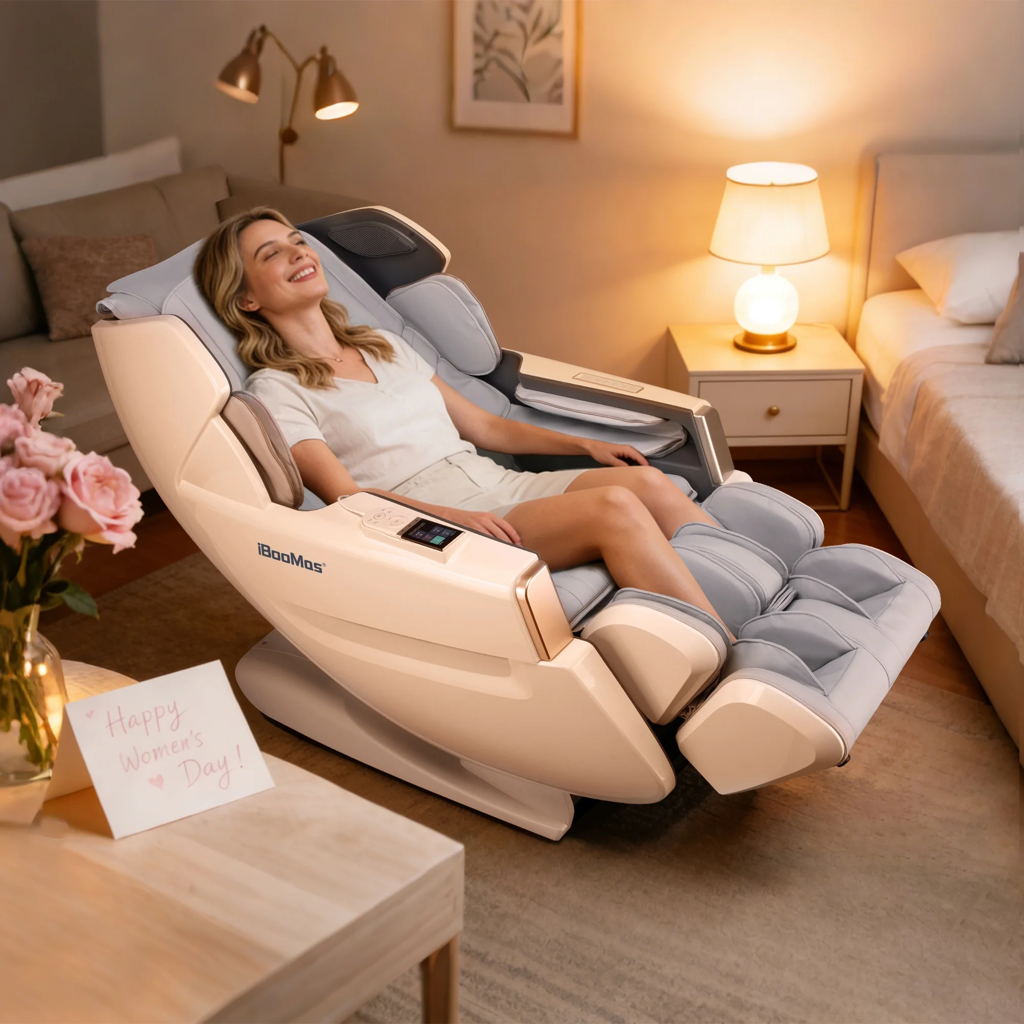 4D Full Body Massage Chair Zero Gravity Shiatsu Recliner,Sl Track Massage Chair with Heating,Leg Auto Extension,Bluetooth,Ai Voice and APP Controller,White