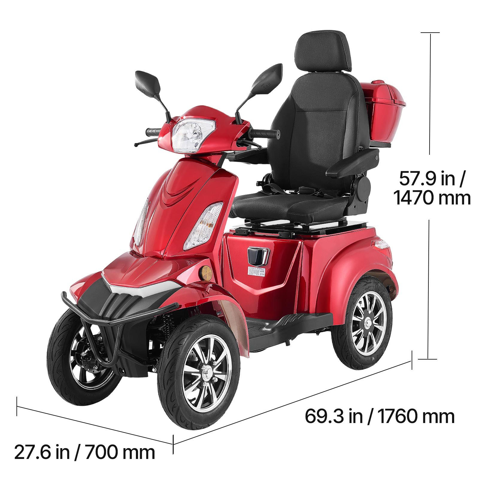 Uimoso Heavy-Duty 4-Wheel Mobility Scooter 21.5 Miles Range 3-Speed, 500Lbs Load