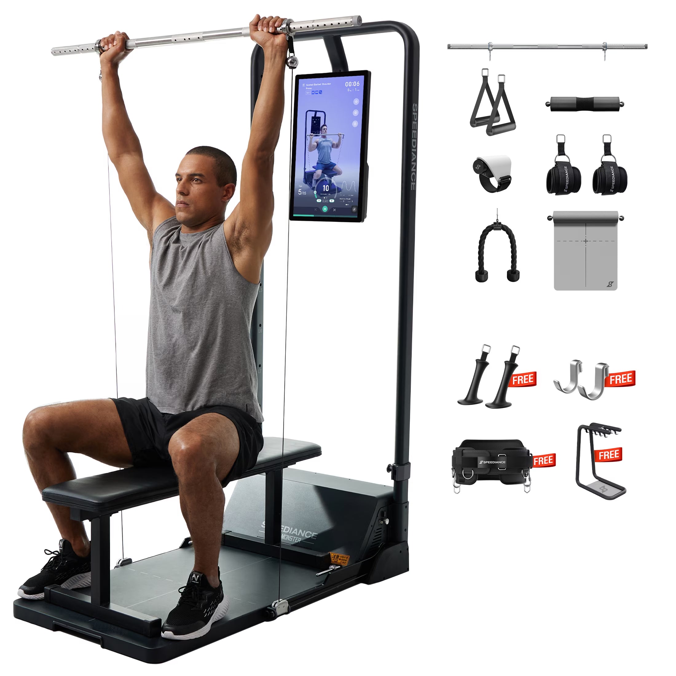 Gym Monster – All-In-One Home Gym Workout Machine with 220LBS Digital Weight, Full Body Strength Training Equipment, No Installation Required