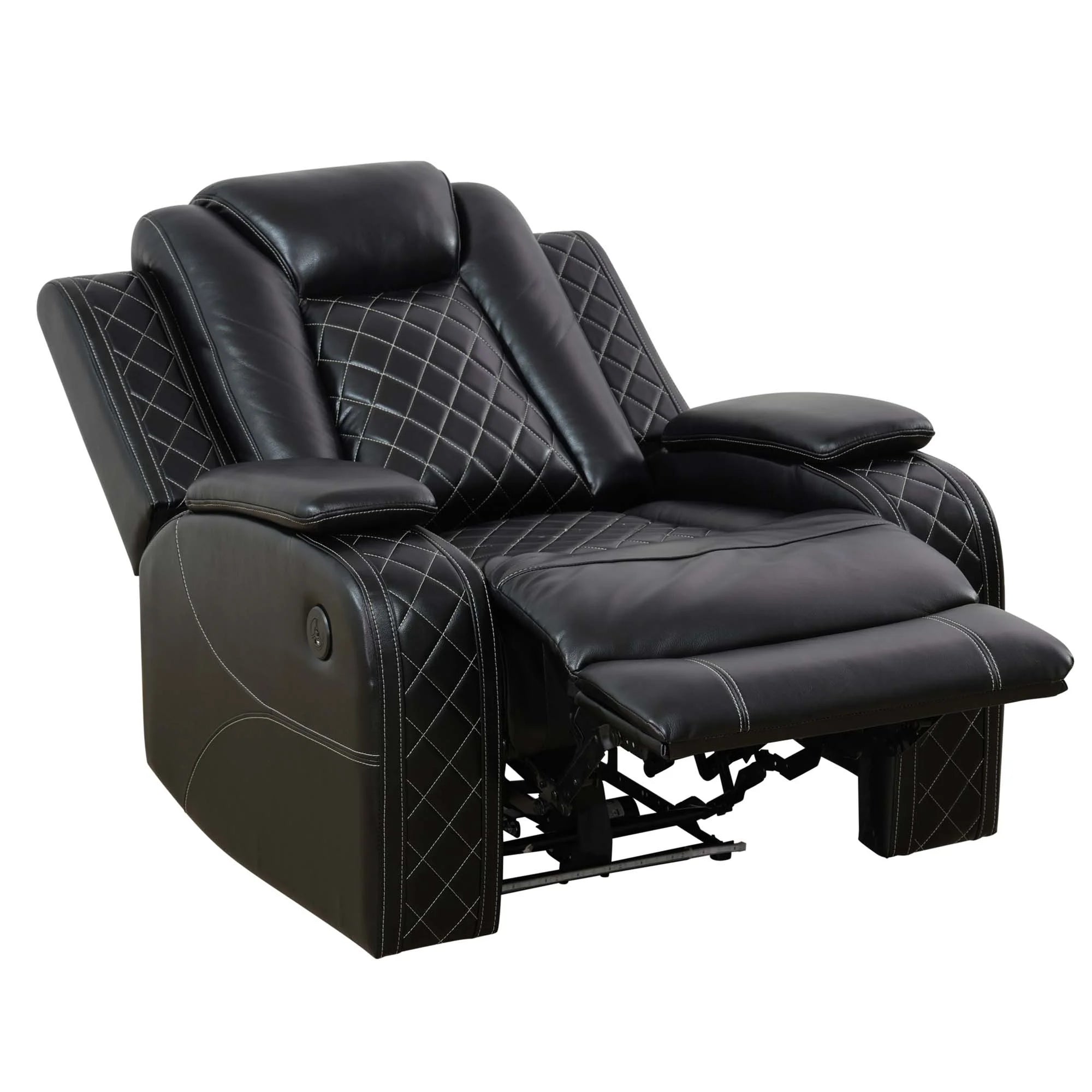 Power Recliner Chair with USB Ports and LED Lights,Home Theater Seating with Hidden Arm Storage,Black