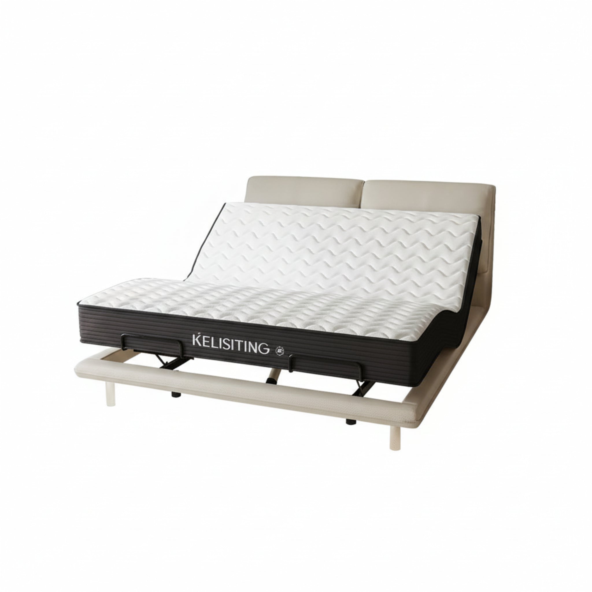 Elegant Modern White Double Bed Frame Luxury Leather Villa Smart Bed Adjustable Electric Cama Matrimonial Bedroom Set Furniture