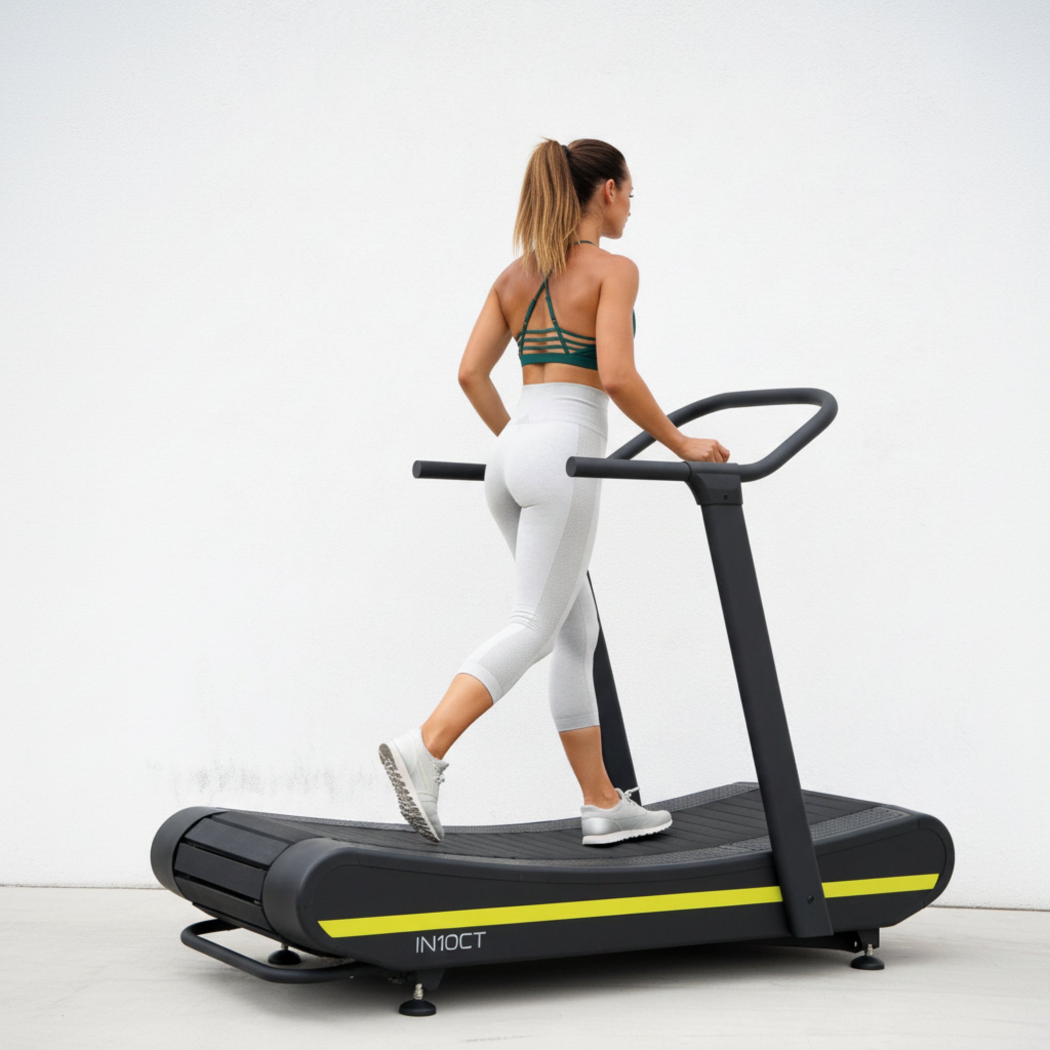 Manual Curved Exercise Treadmill, Black and Yellow